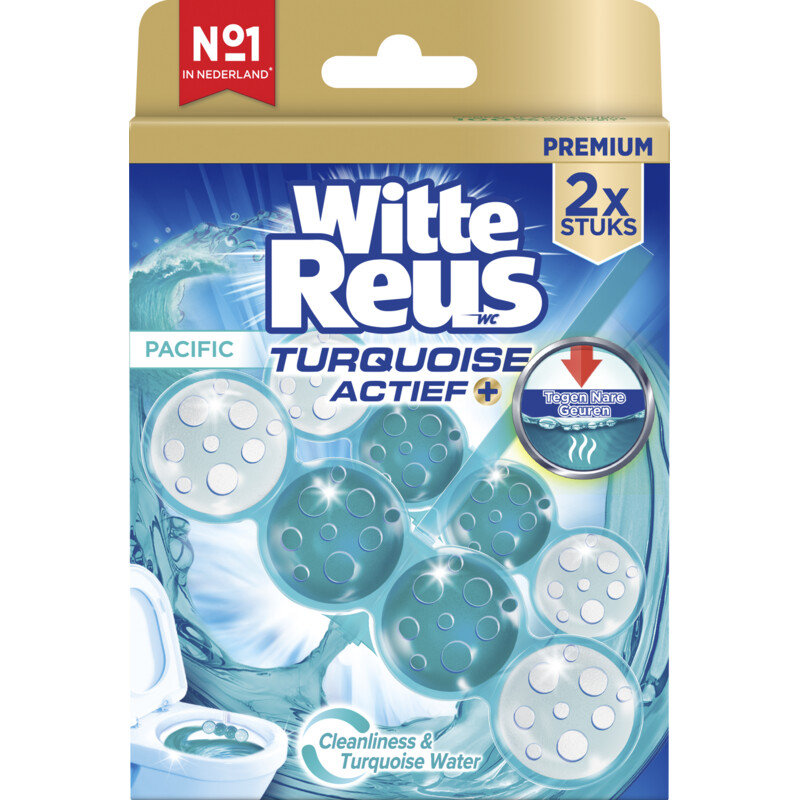 Een afbeelding van Witte Reus Toiletblok turquoise actief pacific