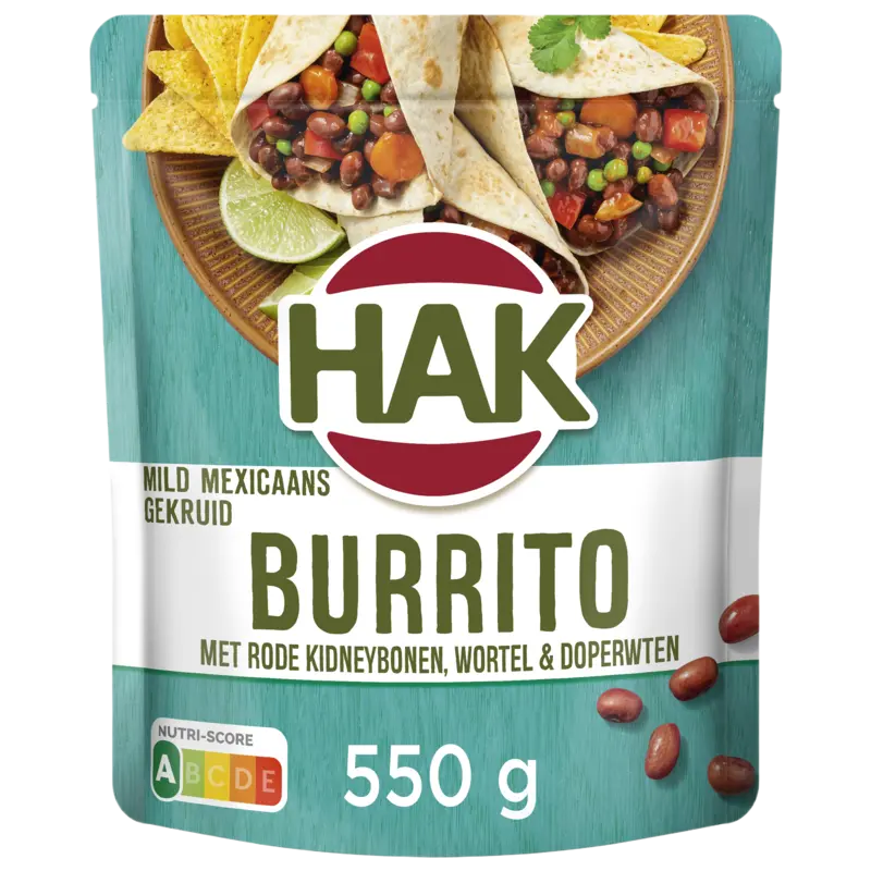 mild Mexicaans gekruid Burrito schotel met kidneybonen, wortel & doperwten