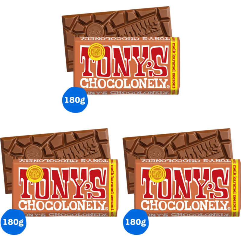 Een afbeelding van Tony's Chocolonely Reep melk karamel zeezout 3-pack