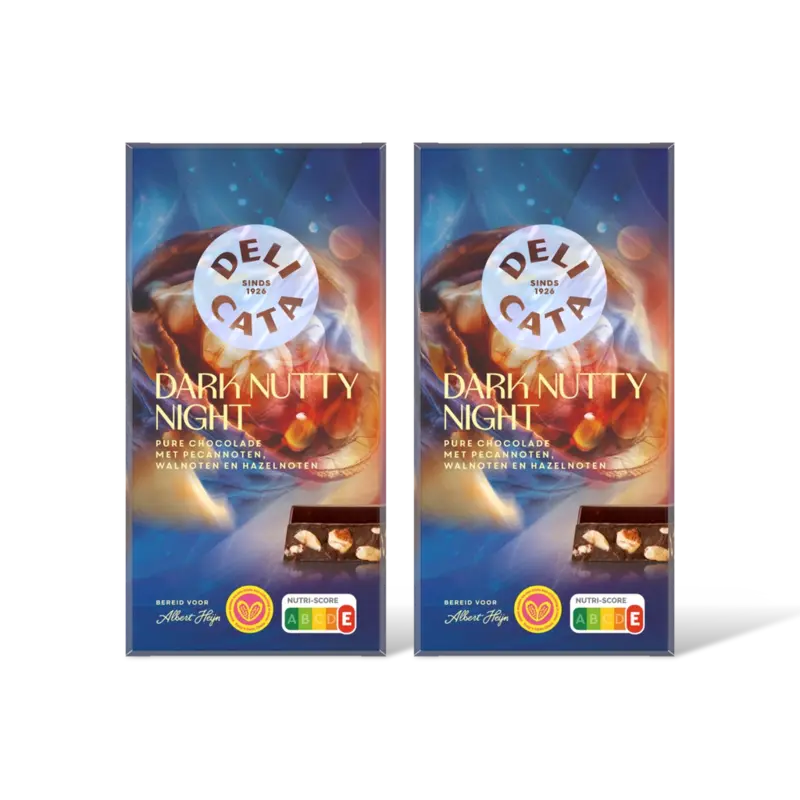Delicata dark nutty night pure chocolade 2-pack