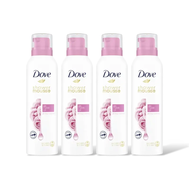 Dove Rose oil shower mousse 4-pack