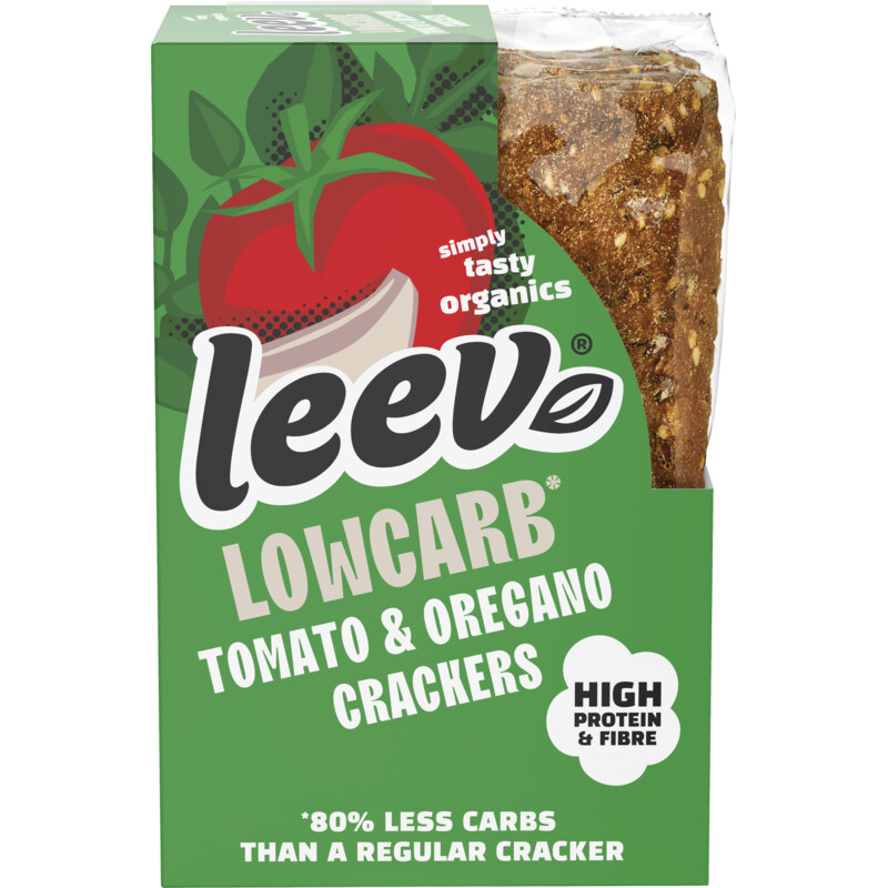 Een afbeelding van Leev Lowcarb crackers tomaat & oregano