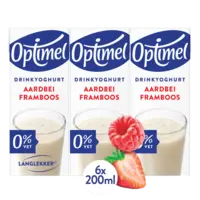 Optimel Langlekker drinkyoghurt aardbei framboos