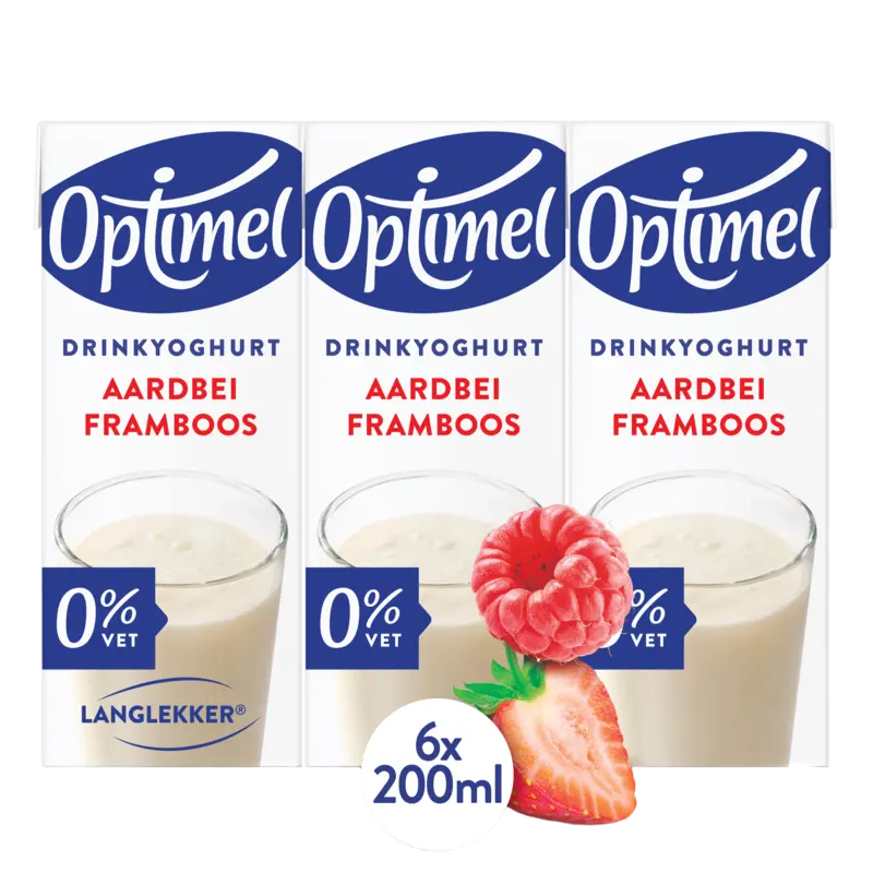 Langlekker Drinkyoghurt Aardbei Framboos 0% Vet