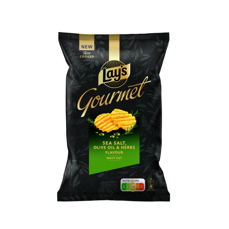 Lay's Gourmet wavy cut sea salt olive oil