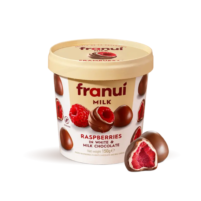 Frambozen in Witte & Melkchocolade Vriesvers