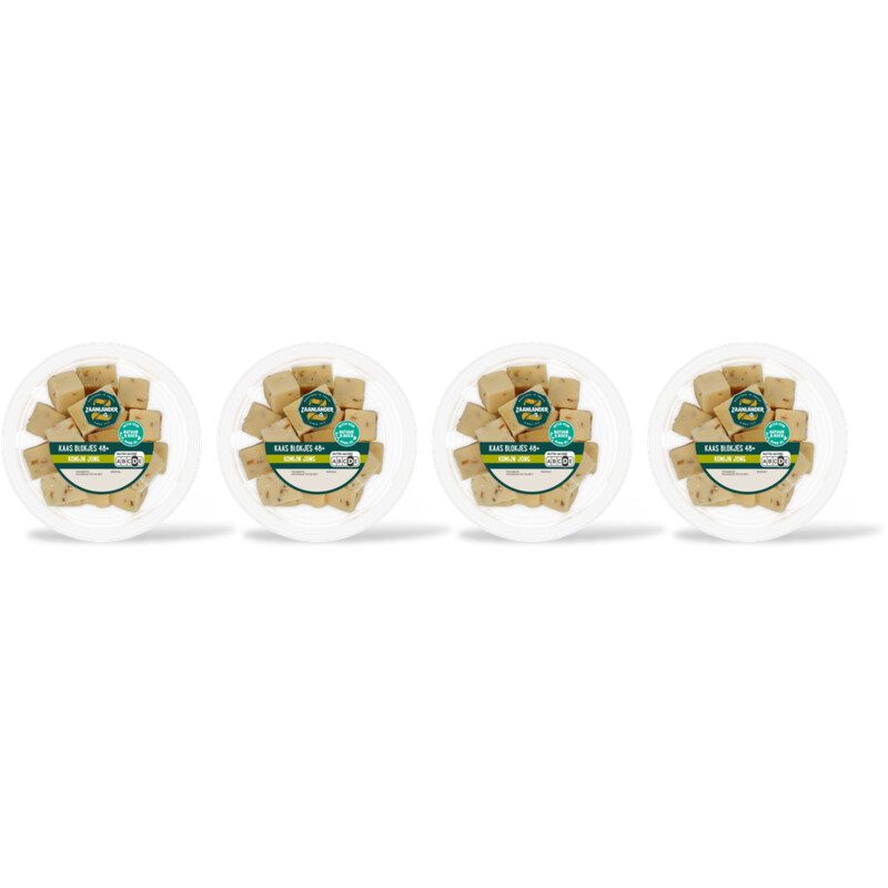 AH Zaanlander Kaasblokjes jong komijn 48+ 4-pack