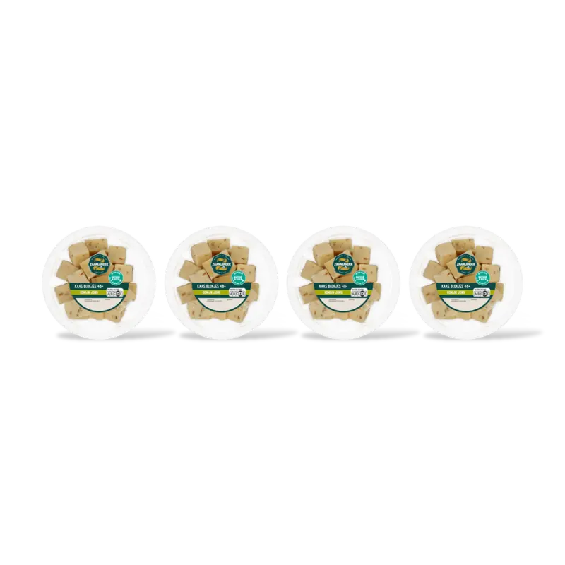 AH Zaanlander Kaasblokjes jong komijn 48+ 4-pack