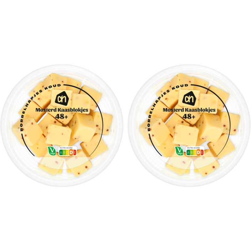 Een afbeelding van AH Mosterdkaasblokjes 48+ 2-pack
