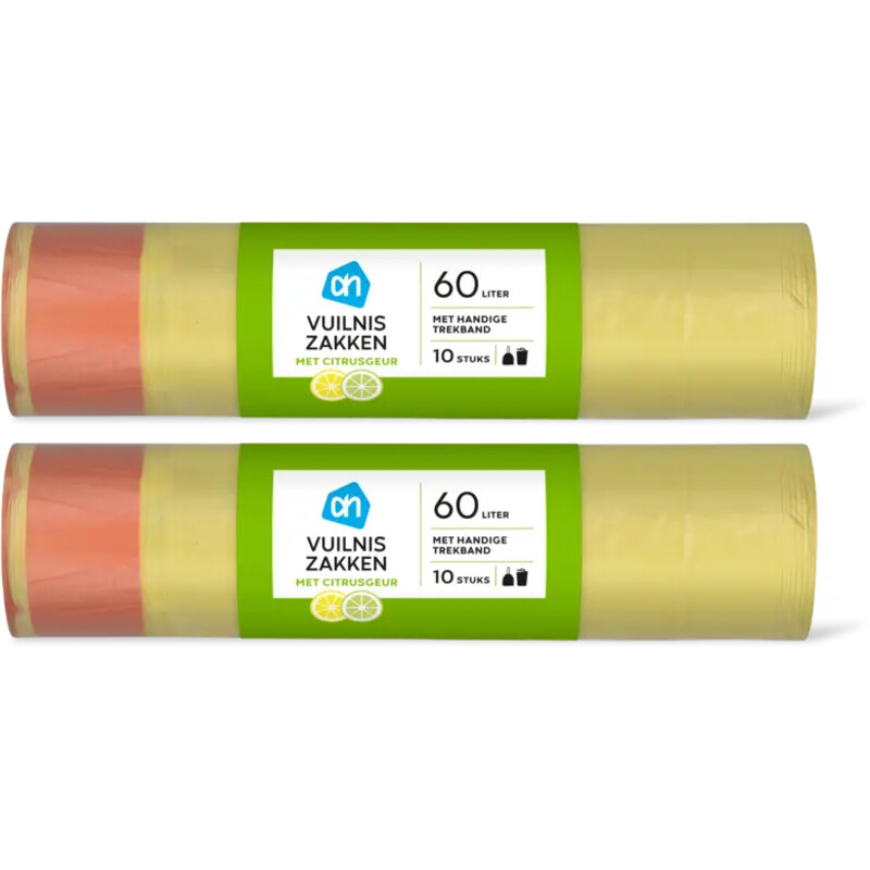 AH Vuilniszakken trekband 60L citrus 2-pack