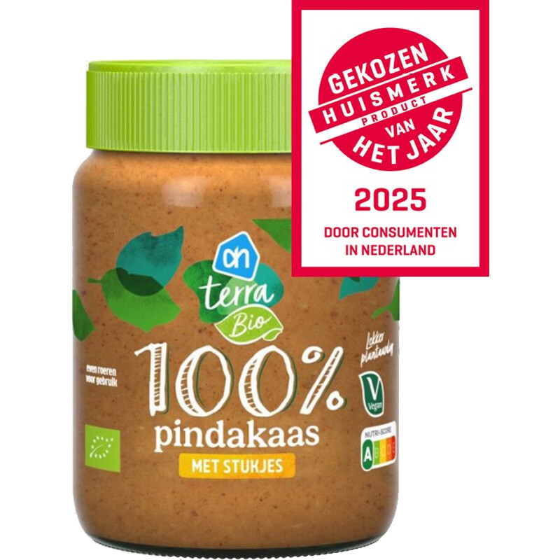 Een afbeelding van AH Terra Plantaardig biologisch 100% pindakaas