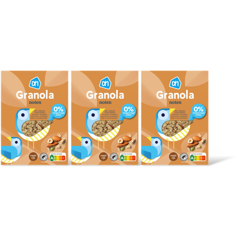 AH Granola noten 0% toegevoegd suiker 3-pck