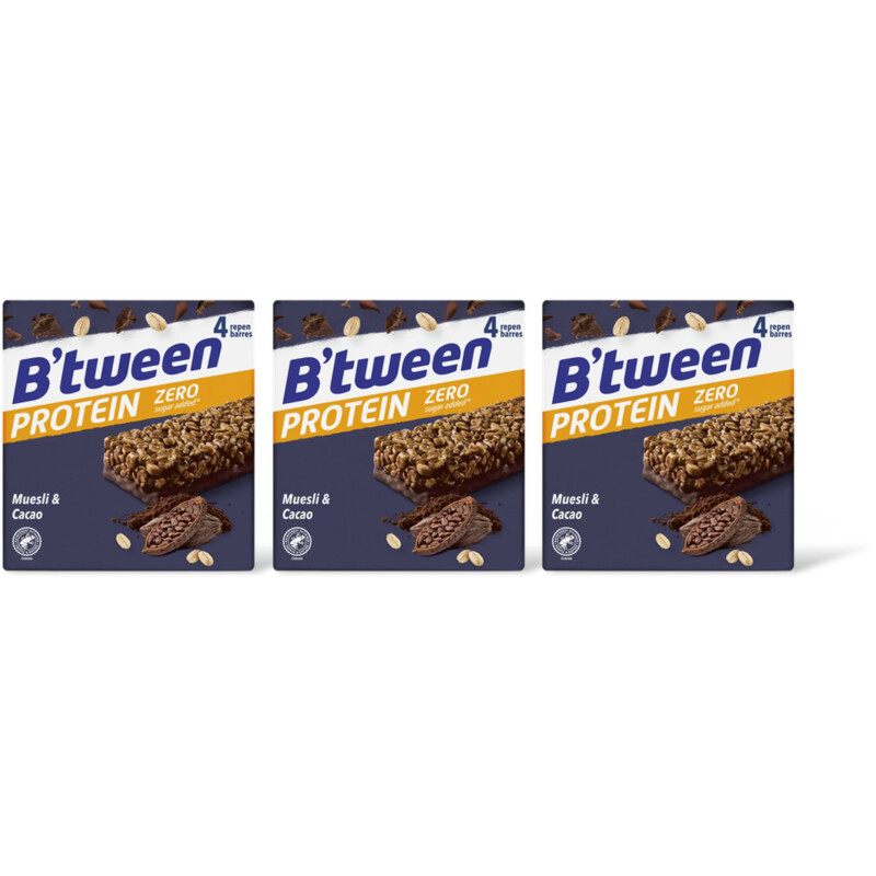 Hero B'tween protein zero muesli & cacao 3-pk