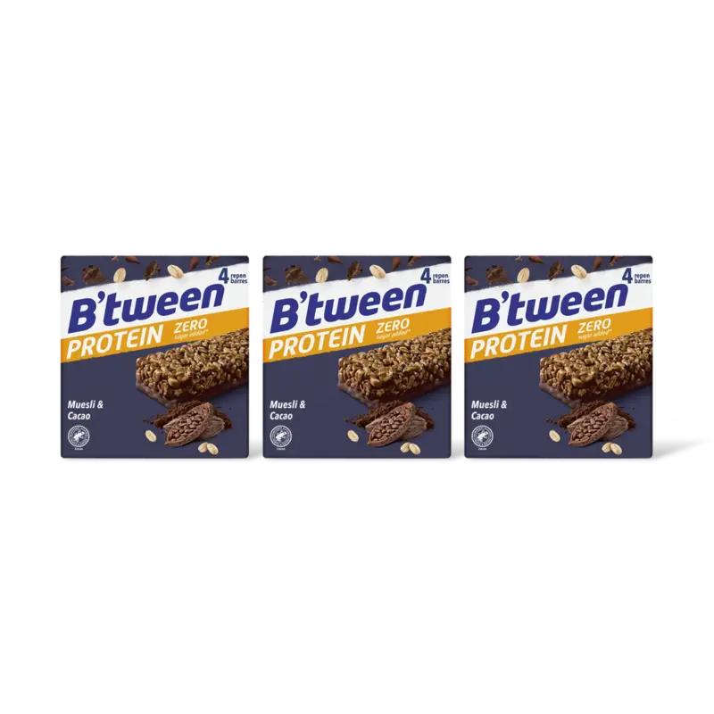 Hero B'tween protein zero muesli & cacao 3-pk