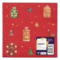 AH Excellent Servet huisjes bordeaux 33cm