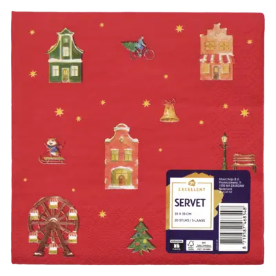 pdp-image-AH Excellent Servet huisjes bordeaux 33cm