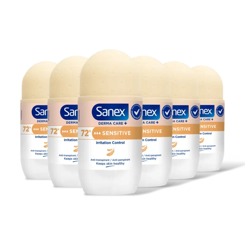 Sanex Derma care+ sensitive deo roller 6-pack