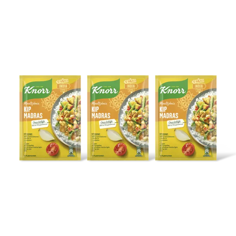 Knorr Maaltijdmix kip madras 3-pack