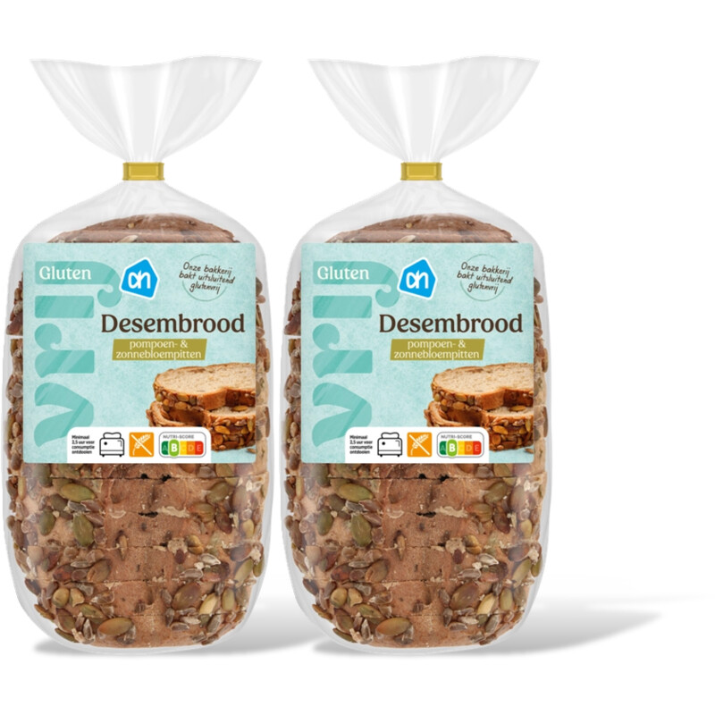 AH Glutenvrij Desembrood pompoen- & zonnebloempitt 2pk