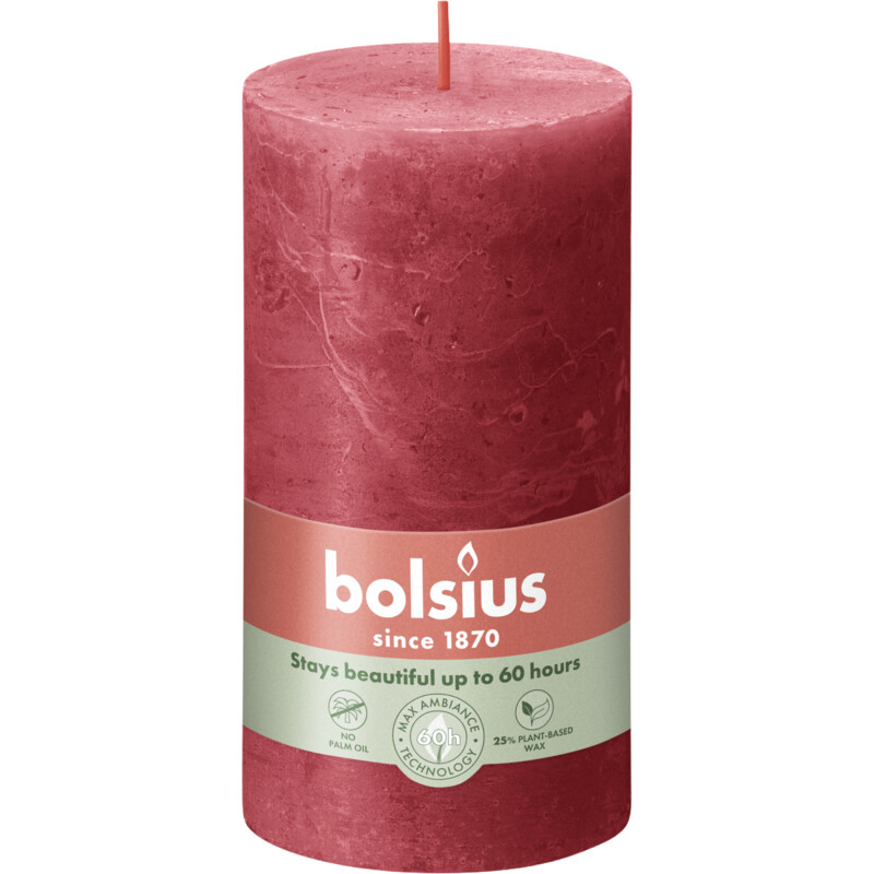 Een afbeelding van Bolsius Rustieke kaars 13cm rood