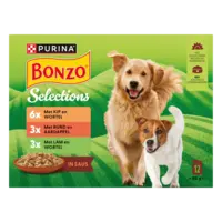 Bonzo Maaltijdzakjes in saus rund, kip, lam