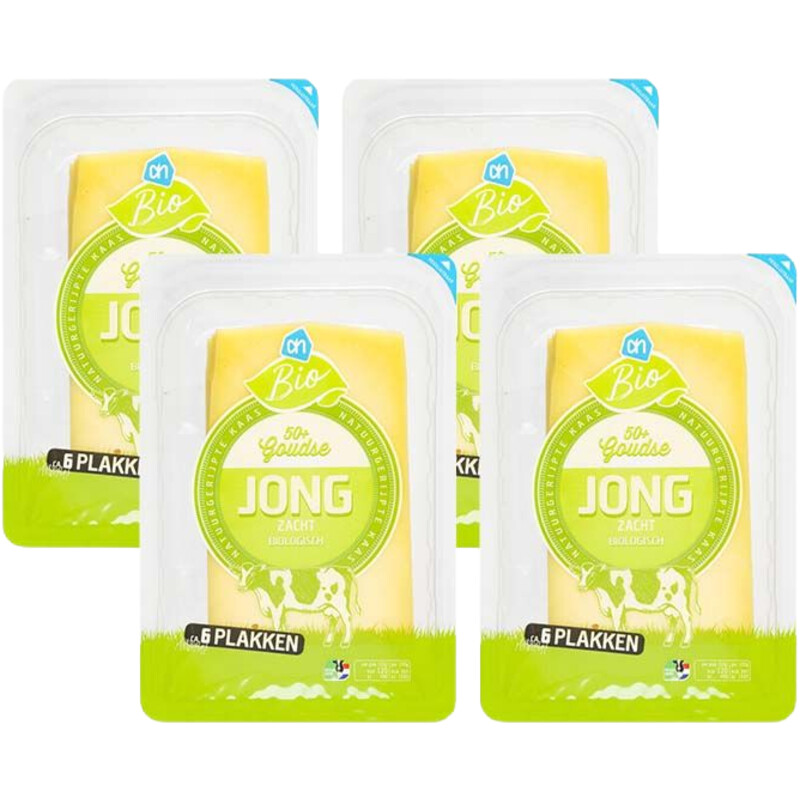 Een afbeelding van AH Biologisch Jonge kaas 50+ plakken 4-pack