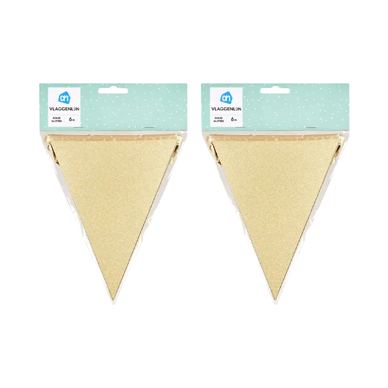 AH Glitter vlaggenlijn goud 6mtr 2-pack