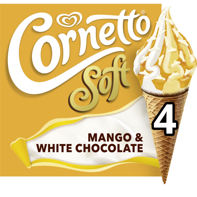 Een afbeelding van Ola Cornetto soft mango & white chocolate