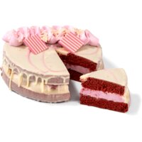 Een afbeelding van AH Red velvet aardbei taart