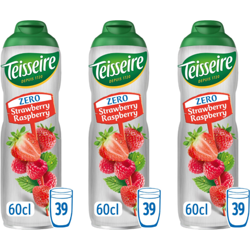 Een afbeelding van Teisseire Zero aardbei framboos siroop 3-pack