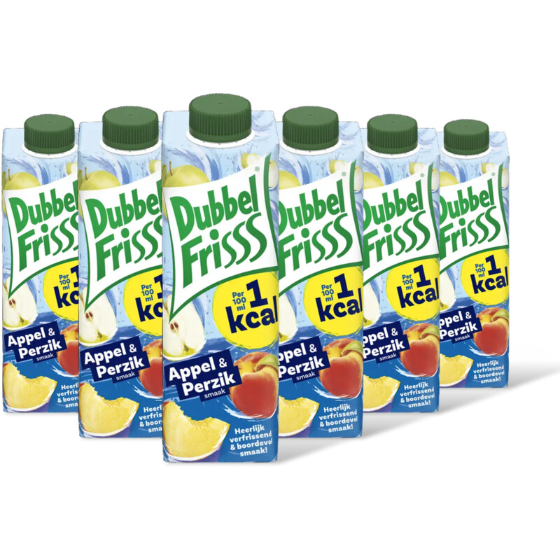 DubbelFrisss 1Kcal appel & perzik 6-pack