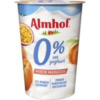 Een afbeelding van Almhof 0% vet yoghurt perzik-maracuja