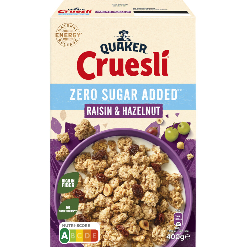 Een afbeelding van Quaker Raisin hazelnut zero sugar added