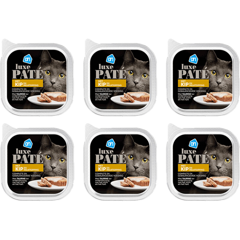 Een afbeelding van AH Luxe pate met kip en melktopping 6-pack
