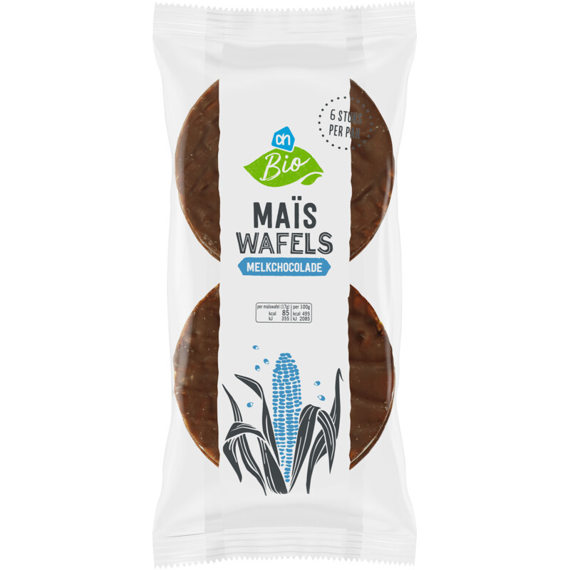 Een afbeelding van AH Biologisch Maiswafels met melk chocolade