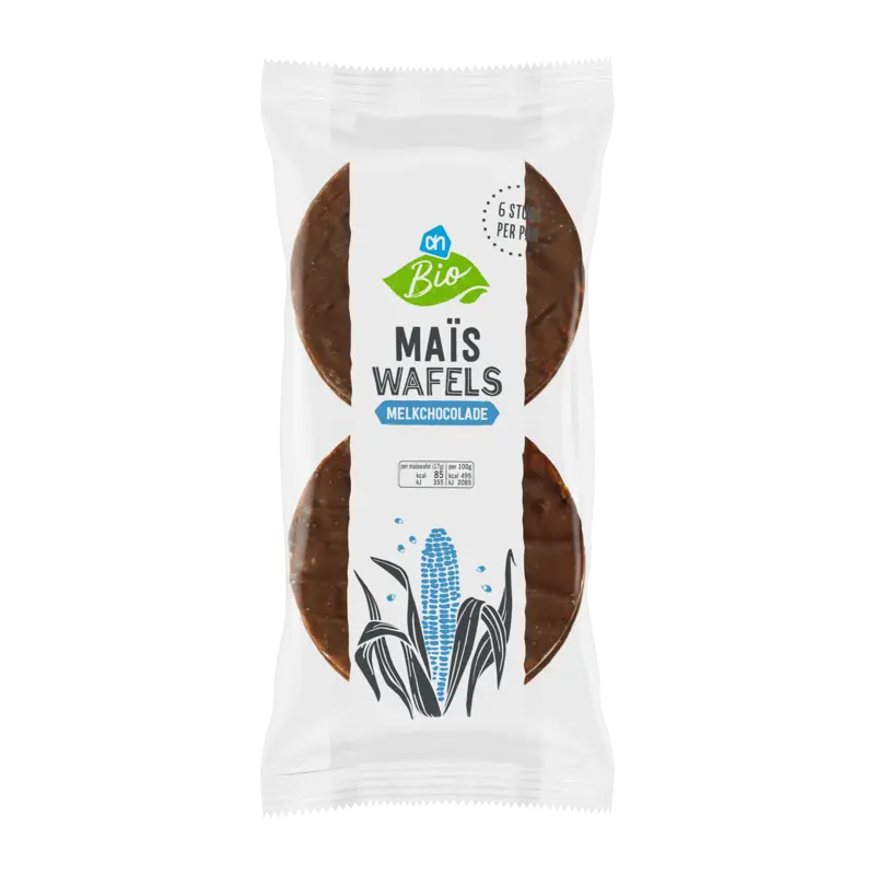 Maiswafels met melk chocolade