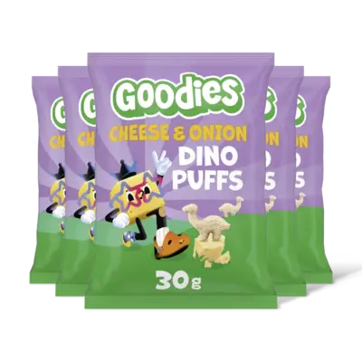 pdp-image-Goodies Snack dino puff cheese & onion 3+ jr 5pk