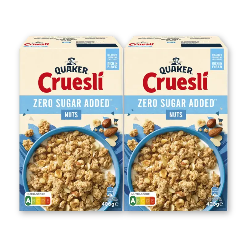 Quaker Cruesli zero sugar added nuts 2-pack