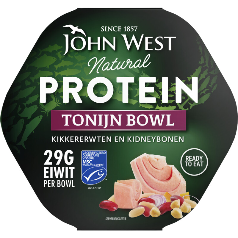 Een afbeelding van John West Protein tonijn bowl kidneybonen