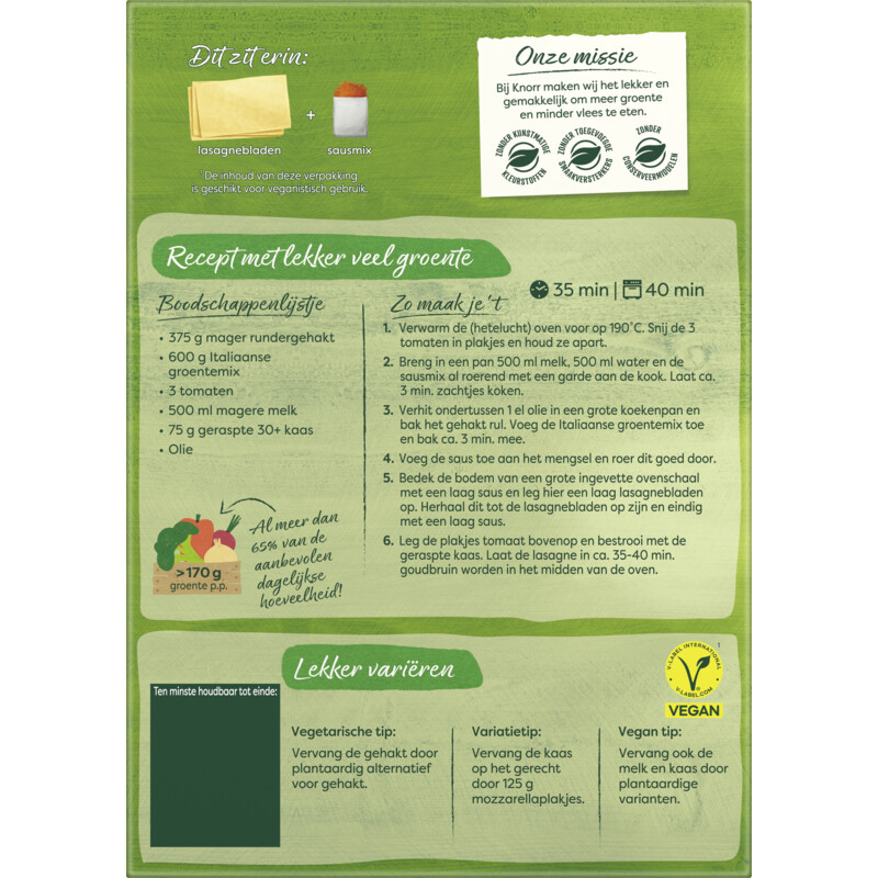 Een afbeelding van Knorr Wereldgerechten lasagne bolognese XL