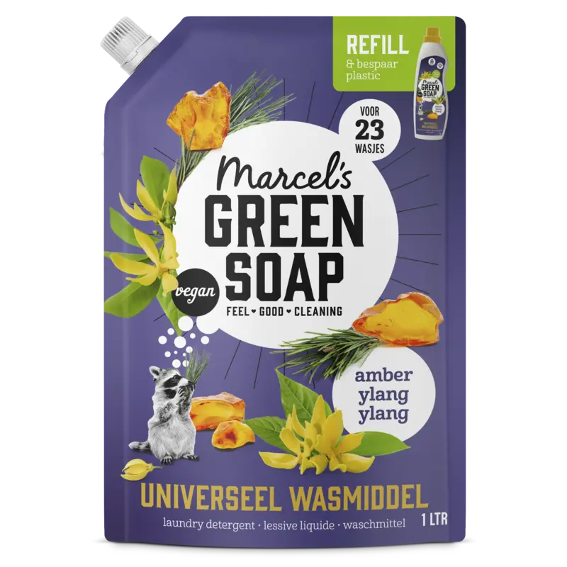 Marcel's Green Soap Wasmiddel amber ylang ylang navulling