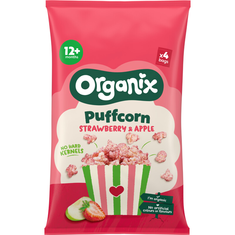 Organix Puffcorn strawberry & apple 12m+