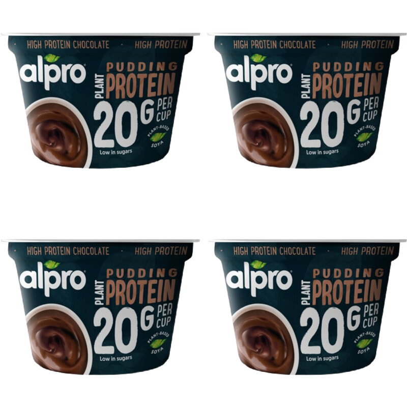 Een afbeelding van Alpro Protein pudding chocolade smaak 4-pack