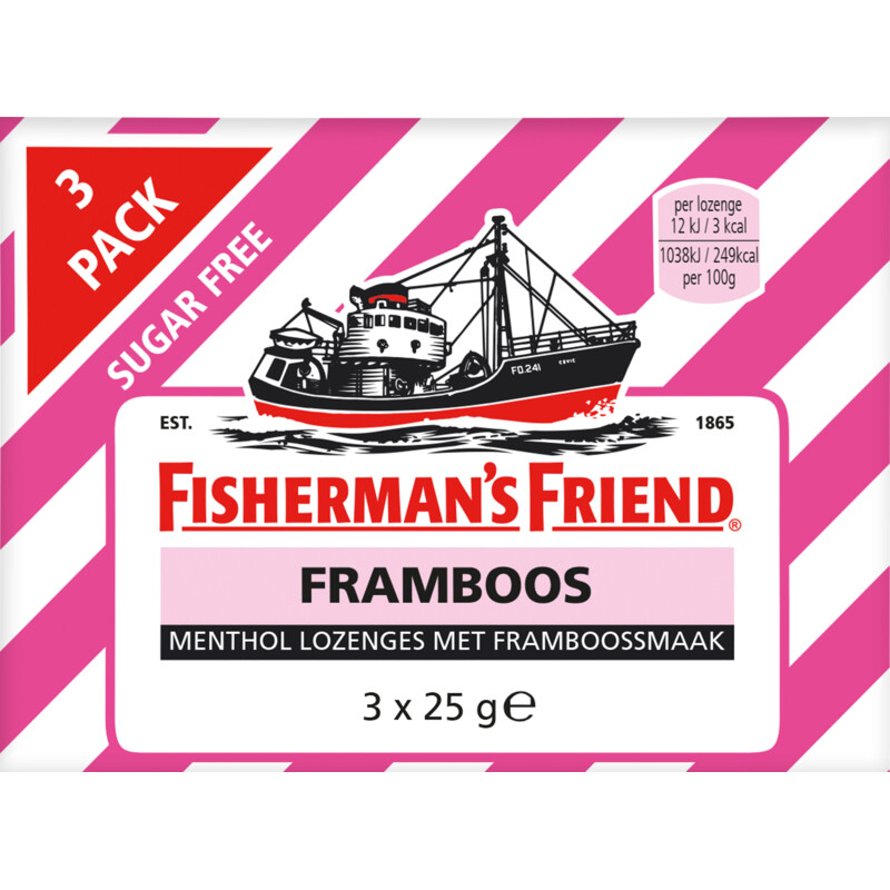 Een afbeelding van Fisherman's Friend Framboos suikervrij 3-pack