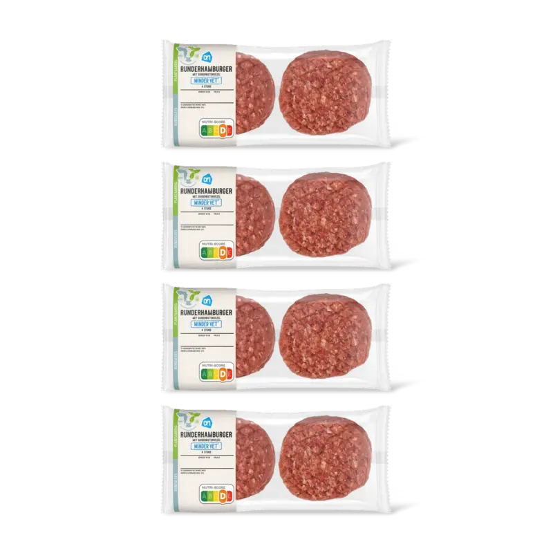 AH Runderhamburger minder vet 4 stuks 4-pck