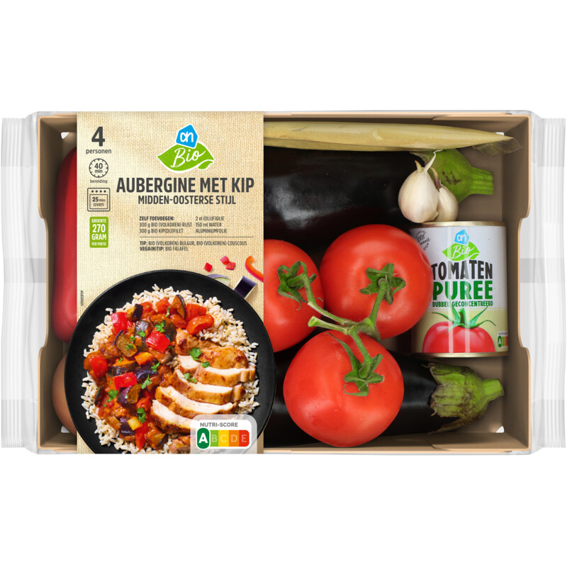 Een afbeelding van AH Biologisch Aubergine kip Midden-Oosterse verspakket