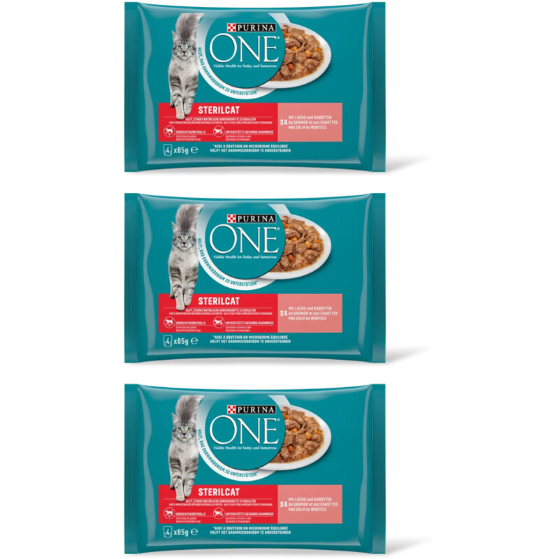 Purina ONE Sterilcat met zalm en wortels 3-pack