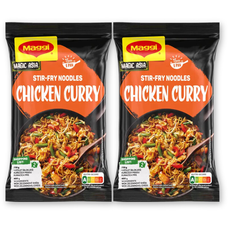 Maggi Stir-fry noodles chicken curry 2-pack