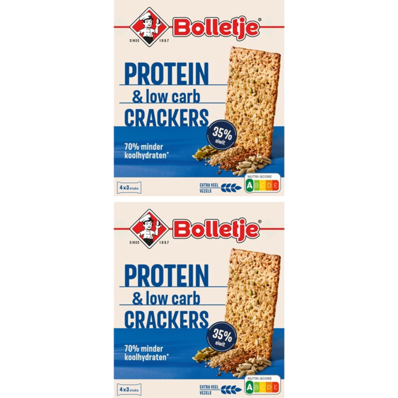 Een afbeelding van Bolletje crackers protein low carb 2-pack