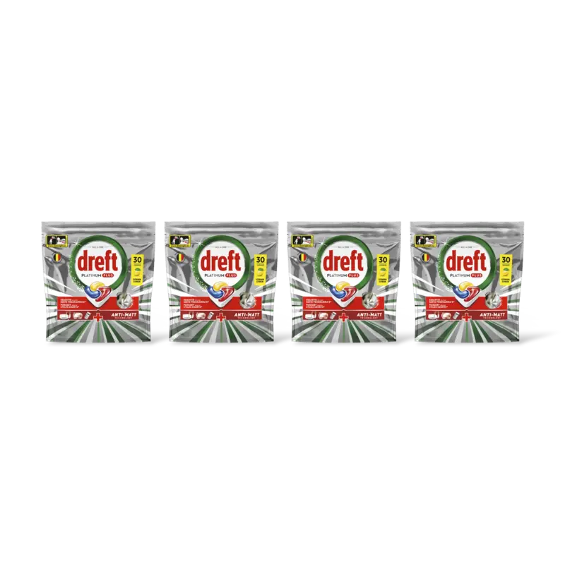 Dreft Platinum+ vaatwastabletten citroen 4pk